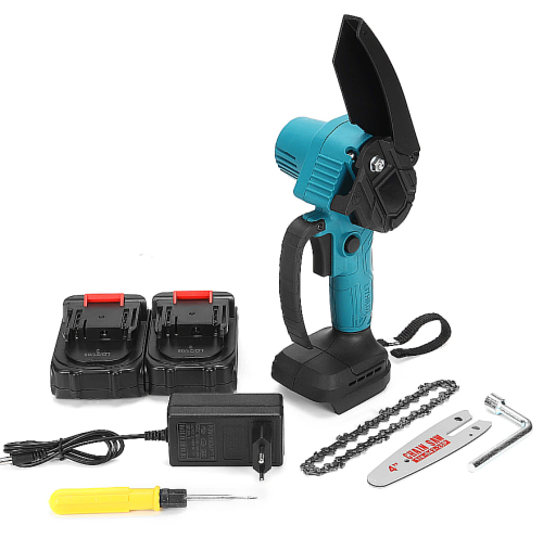 Пила цепная мини "Дровосек"Электрическая + 2 АКБ в комплекте / Садовая мини цепная пилая фото 7