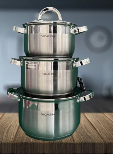 Набор кастрюль из нержавеющей стали 3 предмета фото 2