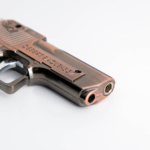 Зажигалка газовая  Desert eagle с лазерной указкой, коричневый 6х9 см фото 2