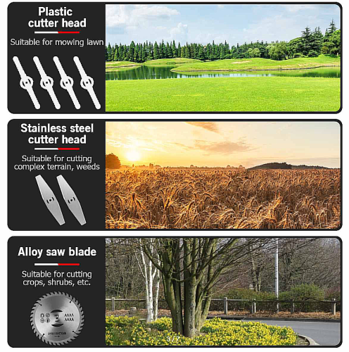 Триммер садовый Электрический беспроводной, 1880 Вт, 10000 мАч 2 АКБ + Колёса фото 4