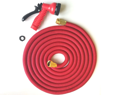 Шланг для полива растягивающийся 3/4, 37м, садовый красный + с распрыскивателем и железные втулки фото 7
