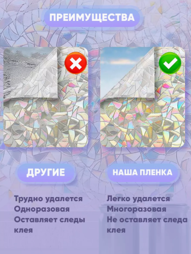 Витражная пленка для окон солнцезащитная, 60*200см "Кристалы Земфиры" фото 6