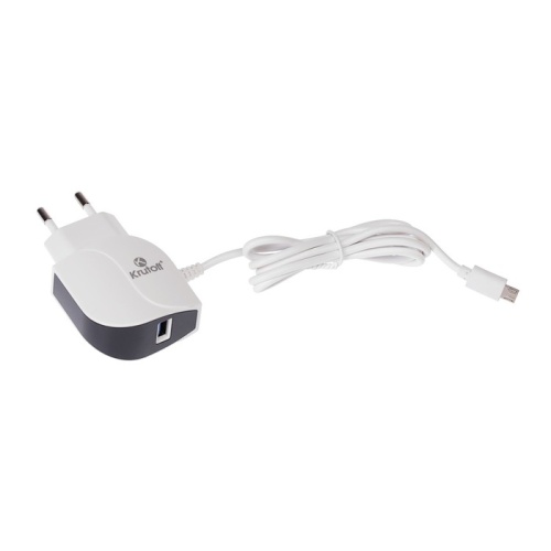 Сетевое зарядное устройство Krutoff, USB - micro USB, 2.1 А, 1 м, белый